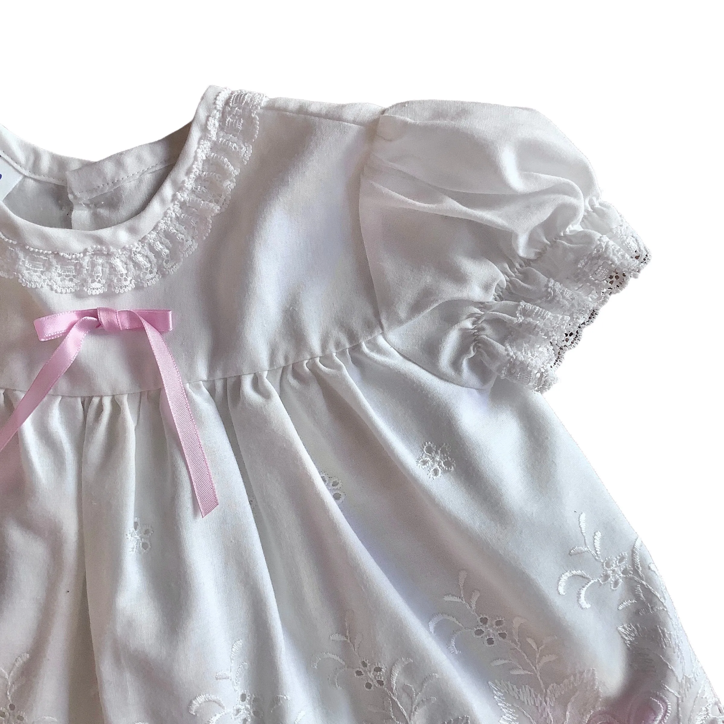 1970s White Ruffle Dress / 0-3 Months