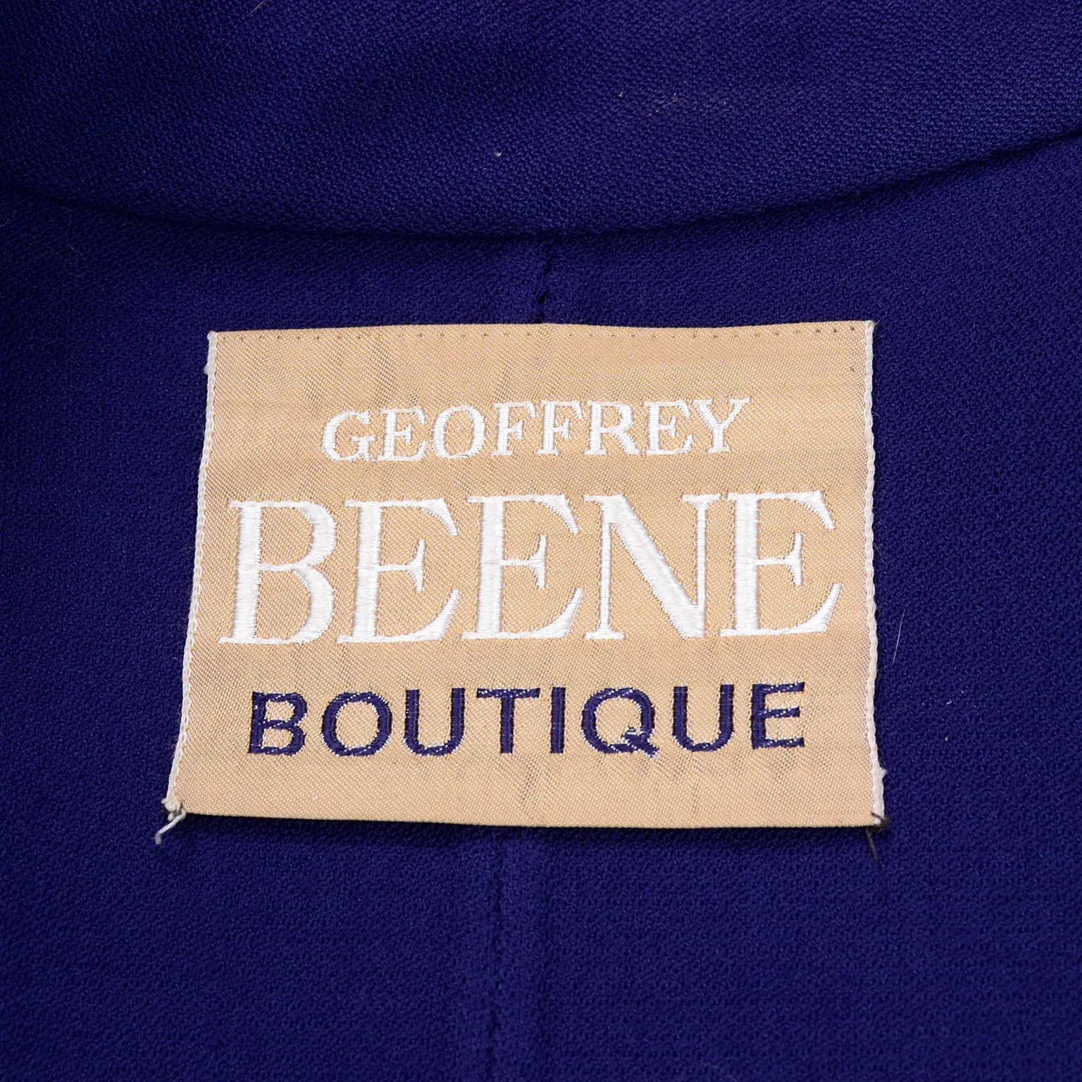 1976 Vintage Geoffrey Beene Minimalist Royal Blue Coat And Skirt Ensemble