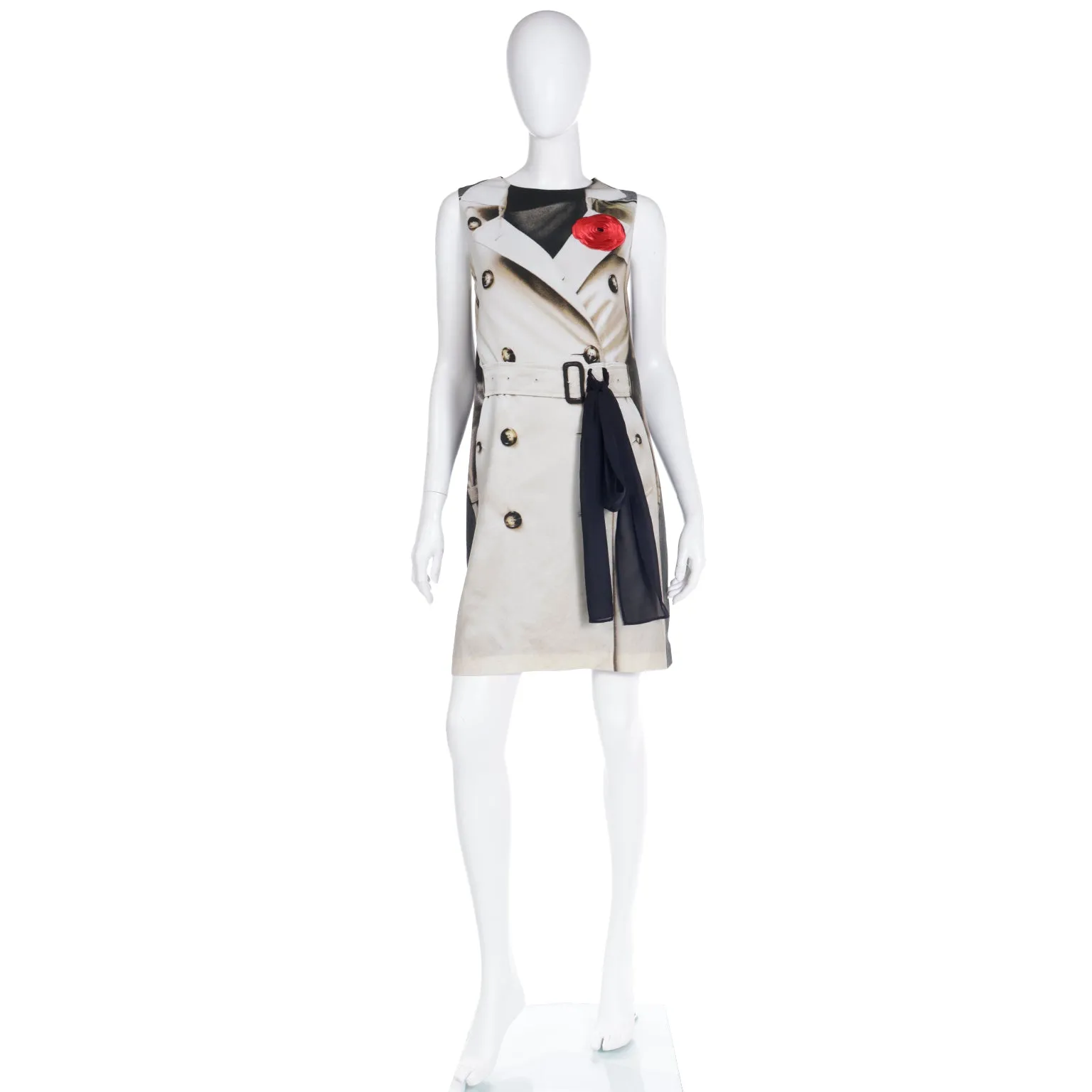 2000s Moschino Surrealism Trompe L'Oeil Trench Coat Dress