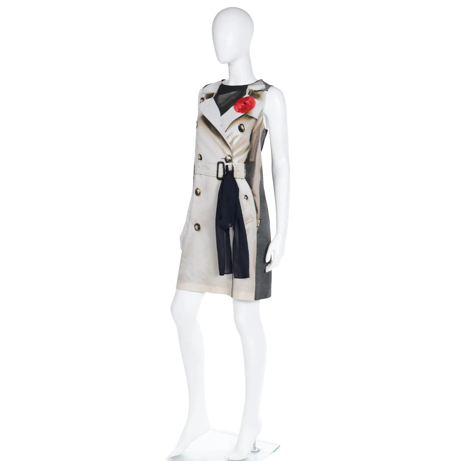 2000s Moschino Surrealism Trompe L'Oeil Trench Coat Dress