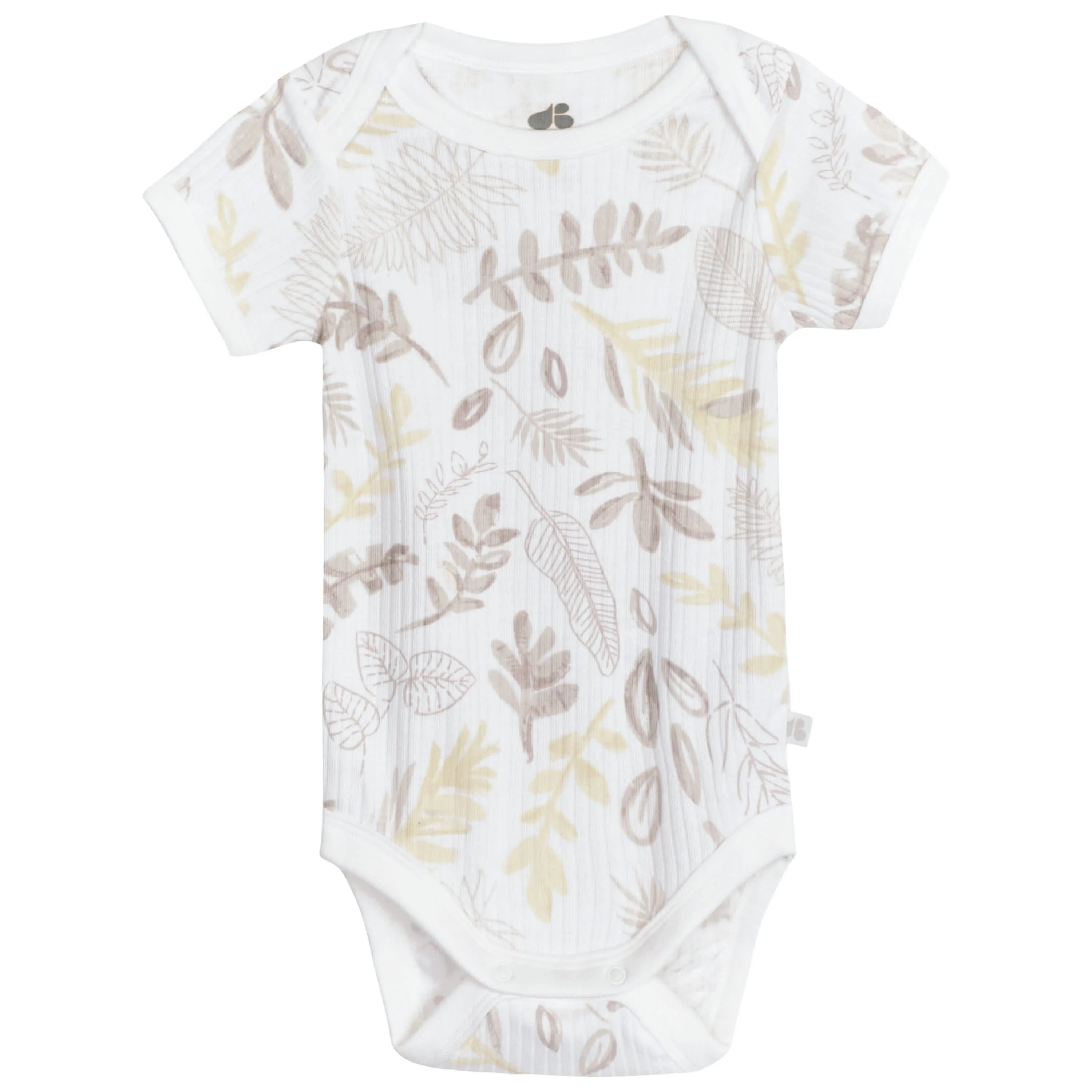 3-Pack Baby Neutral Natural Leaves Short Sleeve Bodysuits