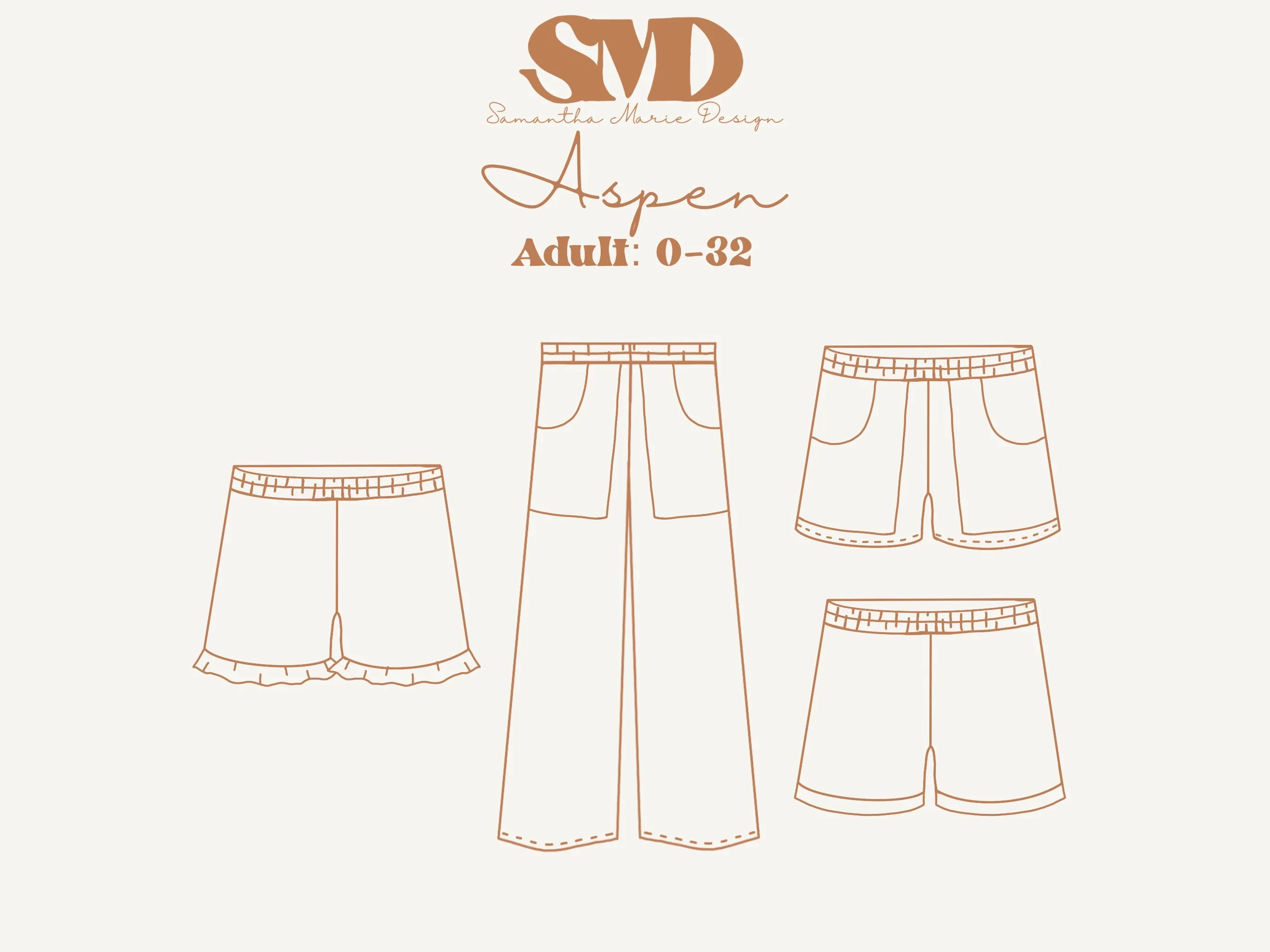 Adult Aspen Lounge Shorts and Pants Digital Sewing Pattern Sizes 0-32