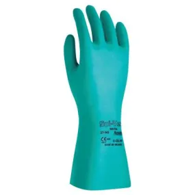 Ansell AlphaTec® Solvex® Nitrile Gloves, Gauntlet Cuff, Unlined, Size 7, Green, 22 mil, 37-185-7