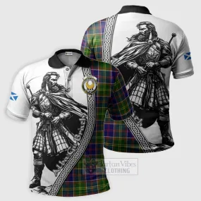 Arnott Tartan Clan Crest Polo Shirt with Highlander Warrior Celtic Style