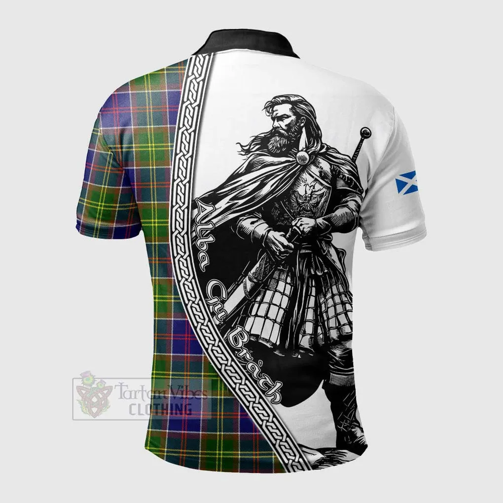 Arnott Tartan Clan Crest Polo Shirt with Highlander Warrior Celtic Style