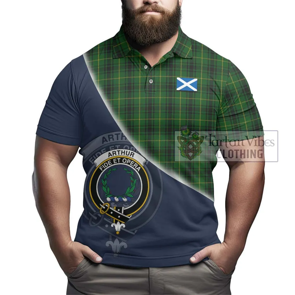 Arthur Tartan Polo Shirt with Personalised National Flag and Family Crest Half Style