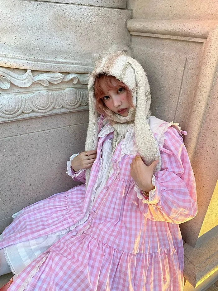 [August Unicorn] The Sailor Girl Gingham Babydoll Thin Coat