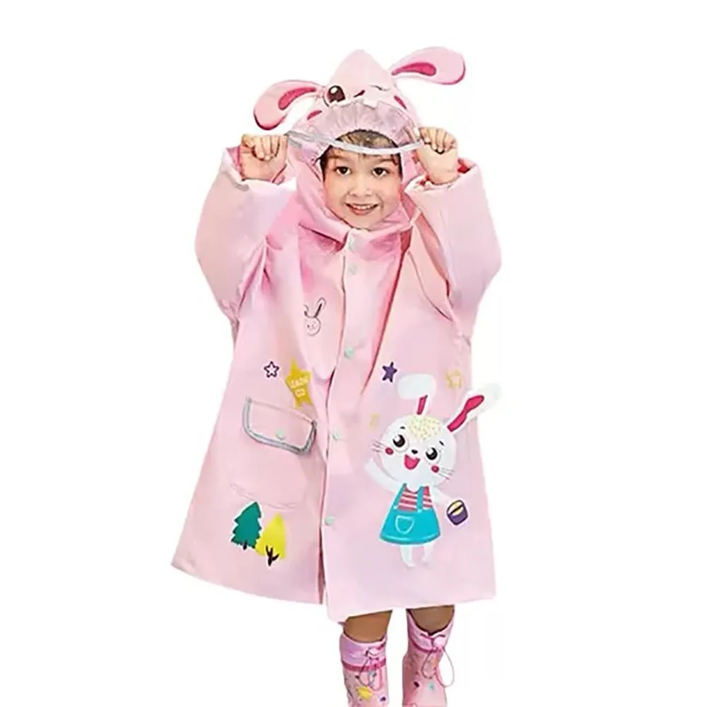 Baby Pink Rabbit Theme Raincoat for Kids