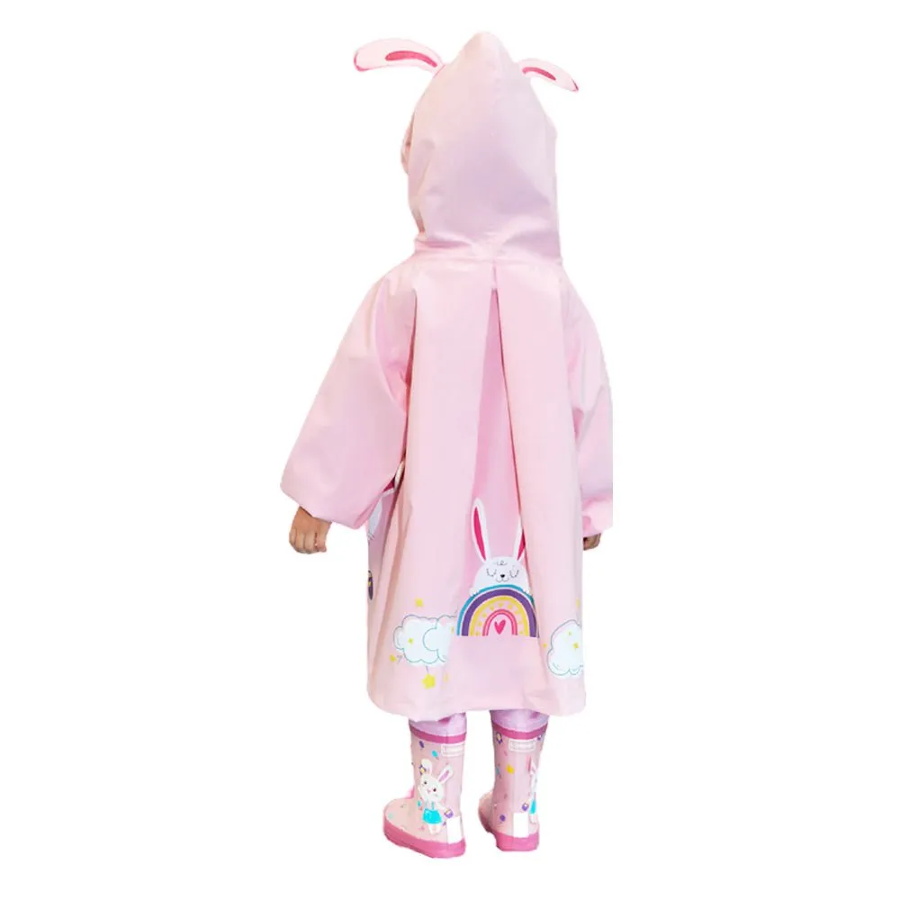 Baby Pink Rabbit Theme Raincoat for Kids