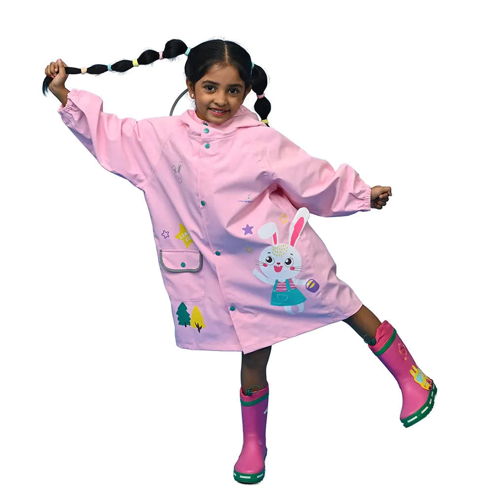 Baby Pink Rabbit Theme Raincoat for Kids