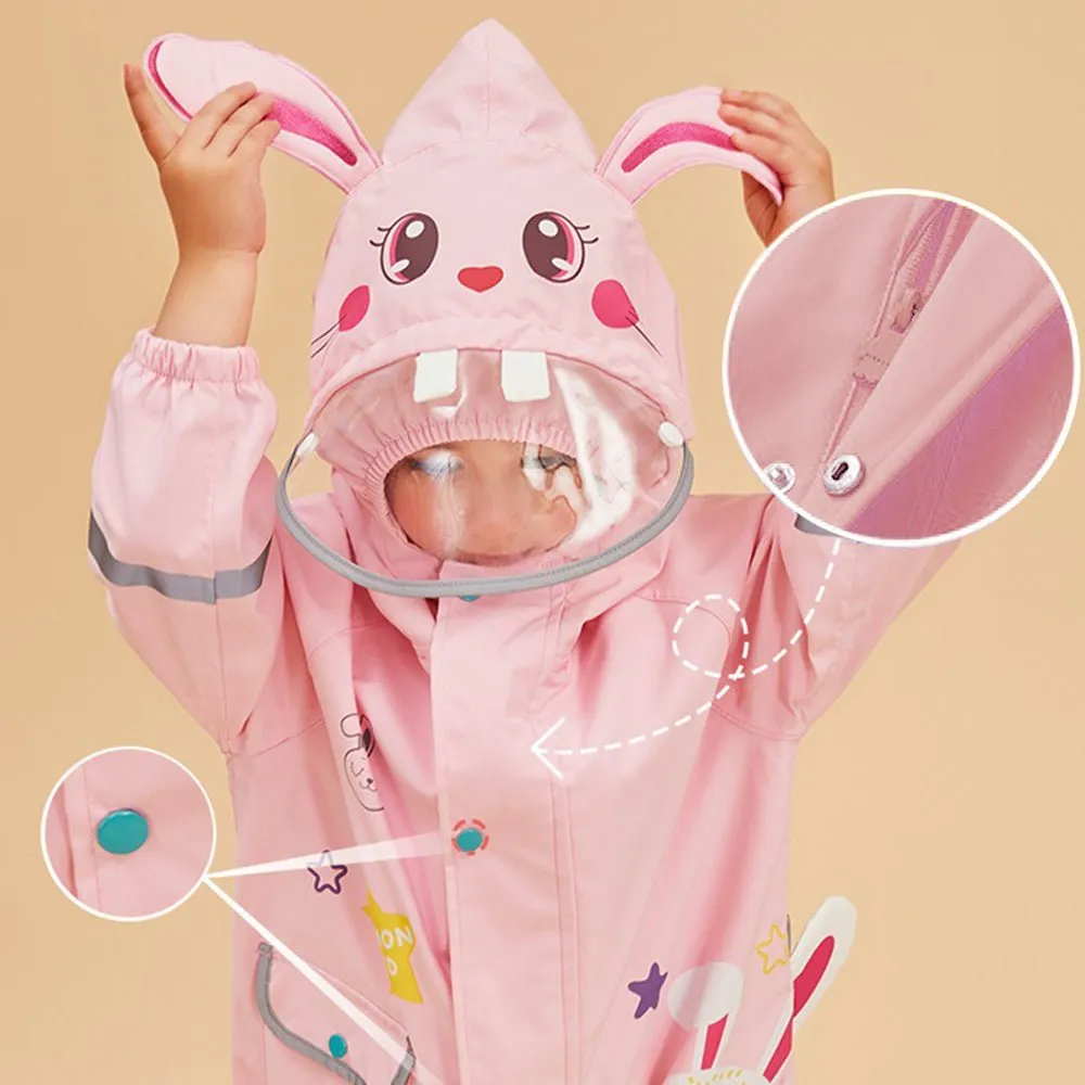 Baby Pink Rabbit Theme Raincoat for Kids