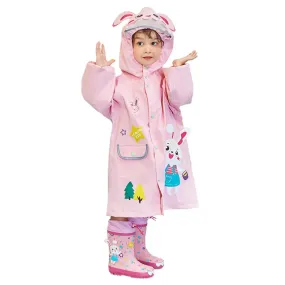 Baby Pink Rabbit Theme Raincoat for Kids