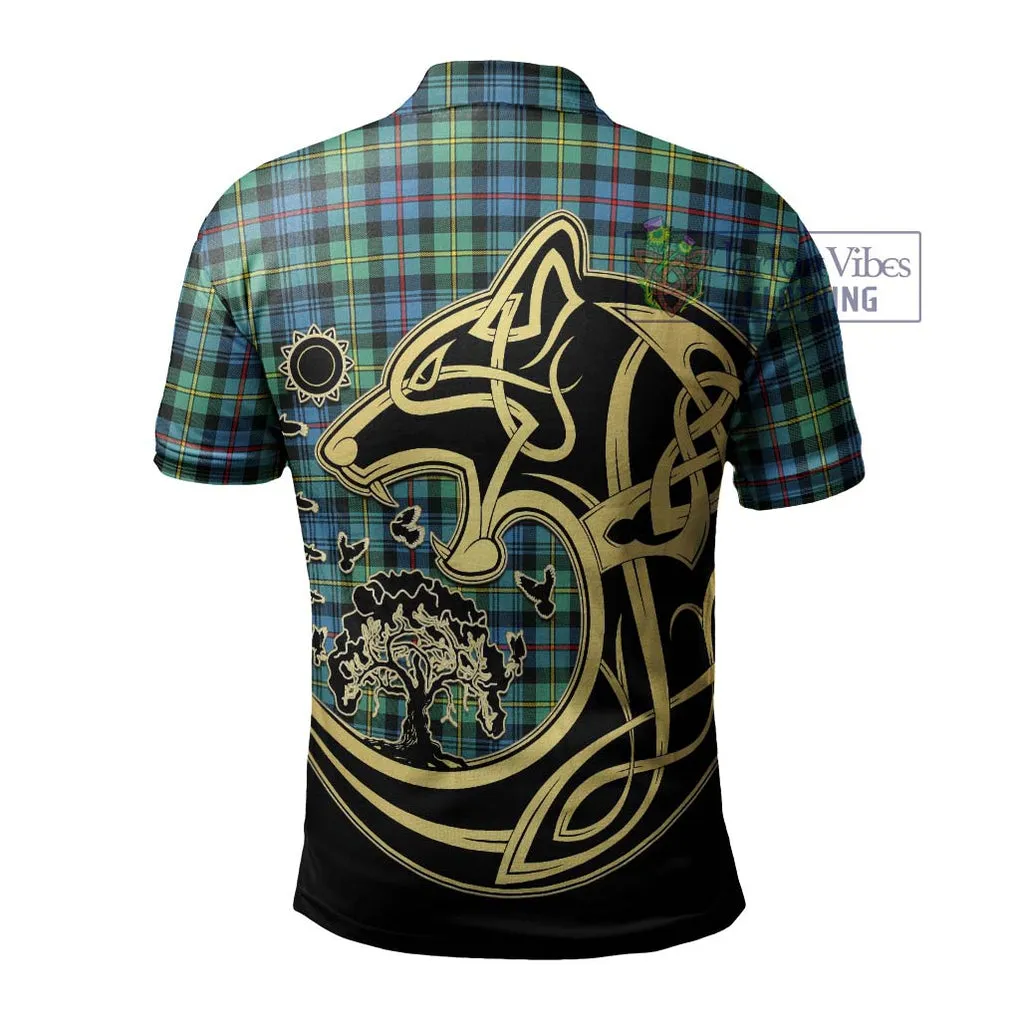 Bailey Ancient Tartan Polo Shirt with Family Crest Celtic Wolf Style