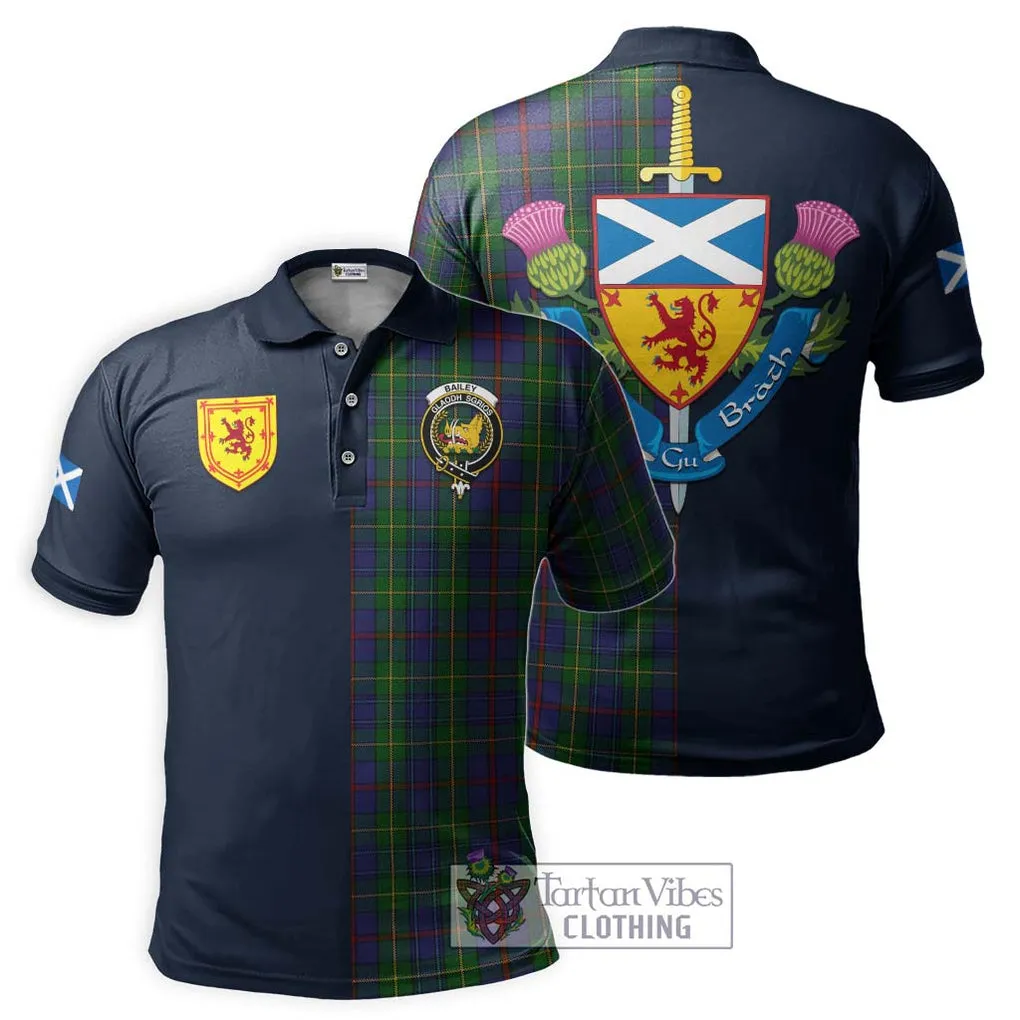 Bailey Tartan Polo Shirt Alba with Scottish Lion Royal Arm Half Style