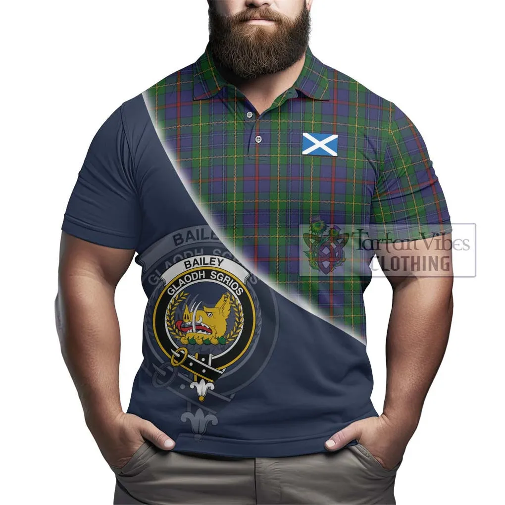 Bailey Tartan Polo Shirt with Personalised National Flag and Family Crest Half Style