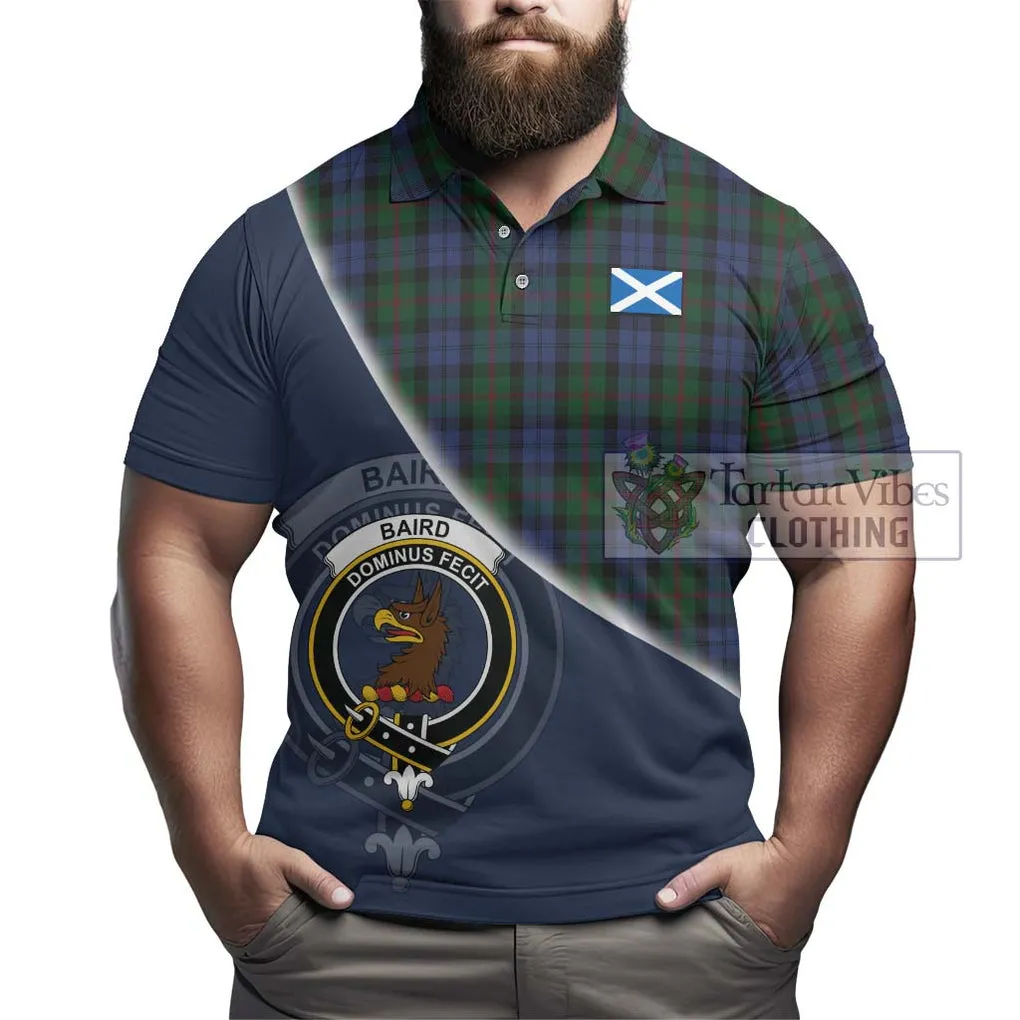 Baird Tartan Polo Shirt with Personalised National Flag and Family Crest Half Style