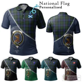 Baird Tartan Polo Shirt with Personalised National Flag and Family Crest Half Style