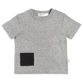 Basic Heather Grey Tee with Contrasting Patch Pocket