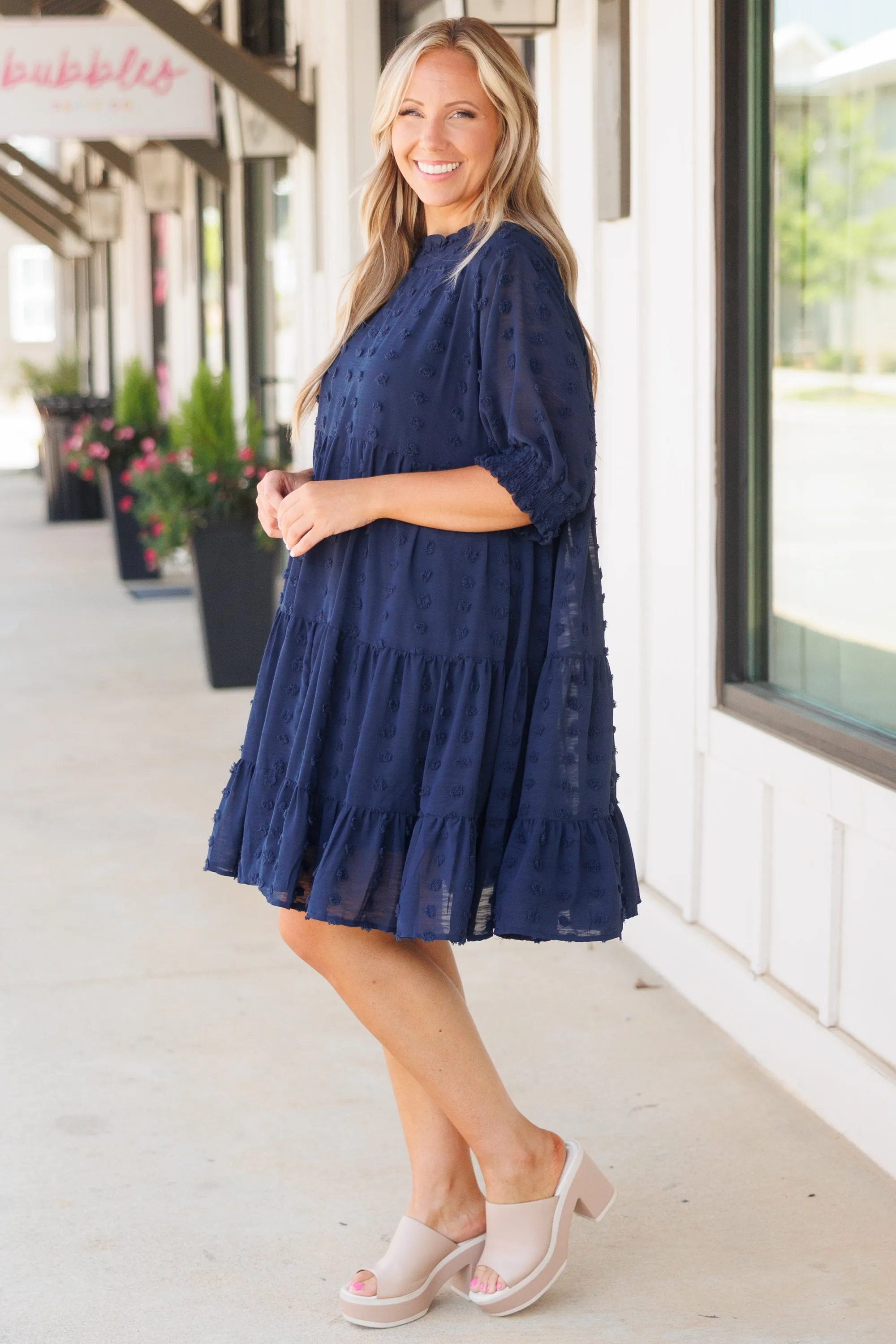 Be My Guide Dress, Navy