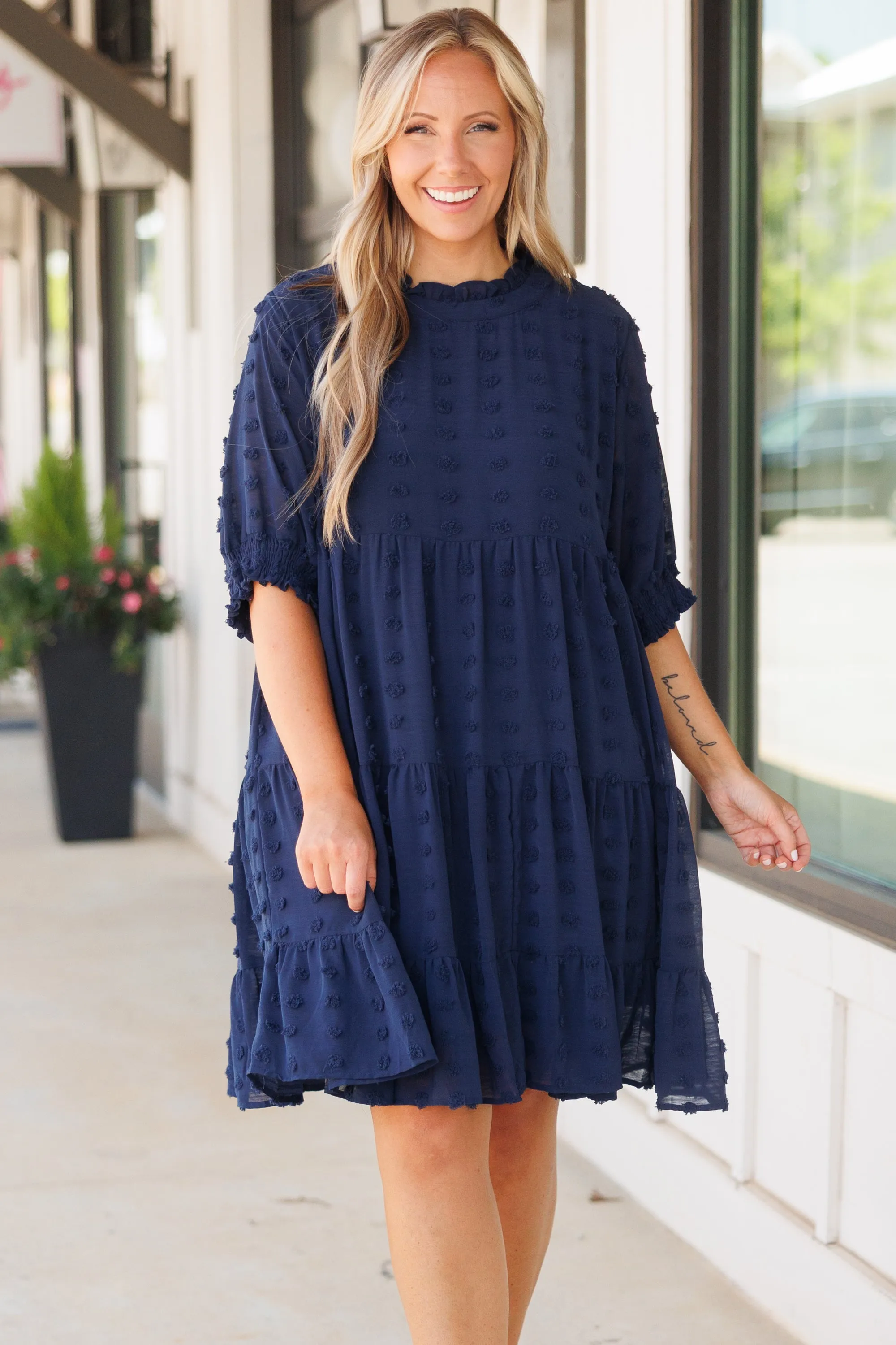 Be My Guide Dress, Navy