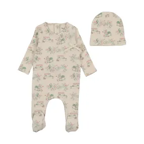 Bee & Dee Misty Rose Toile Collection Footie with Beanie