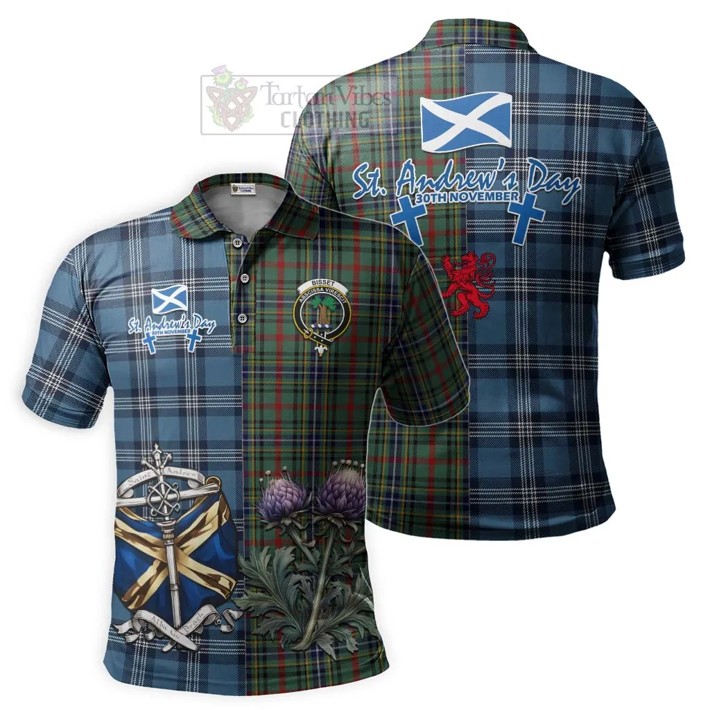 Bisset Tartan Polo Shirt Happy St. Andrew's Day Half Tartan Style