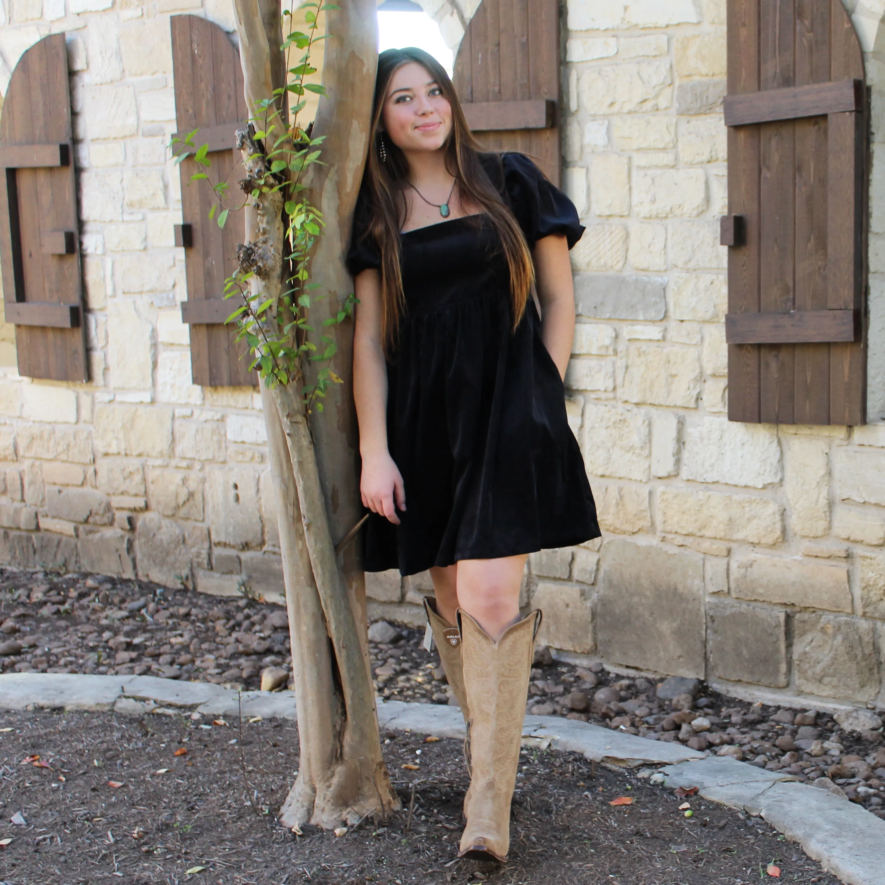 Black Corduroy Babydoll Dress