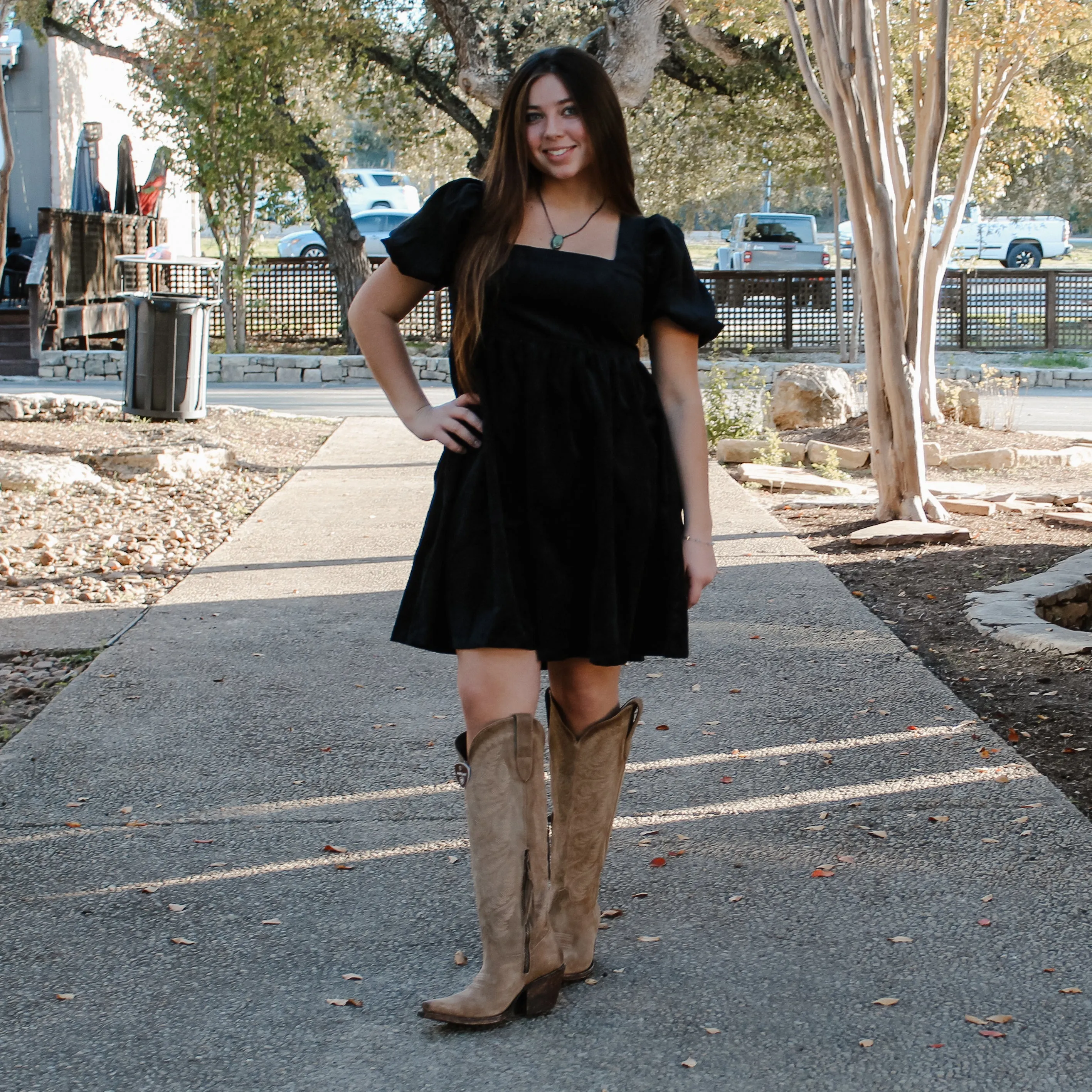 Black Corduroy Babydoll Dress