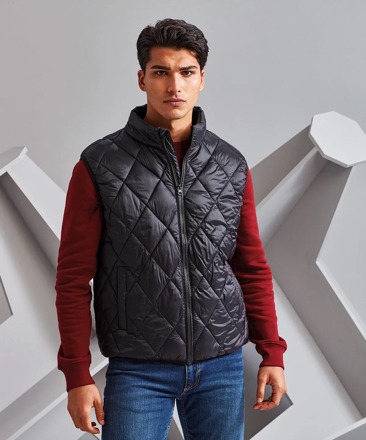 Black - Diamond pane padded gilet