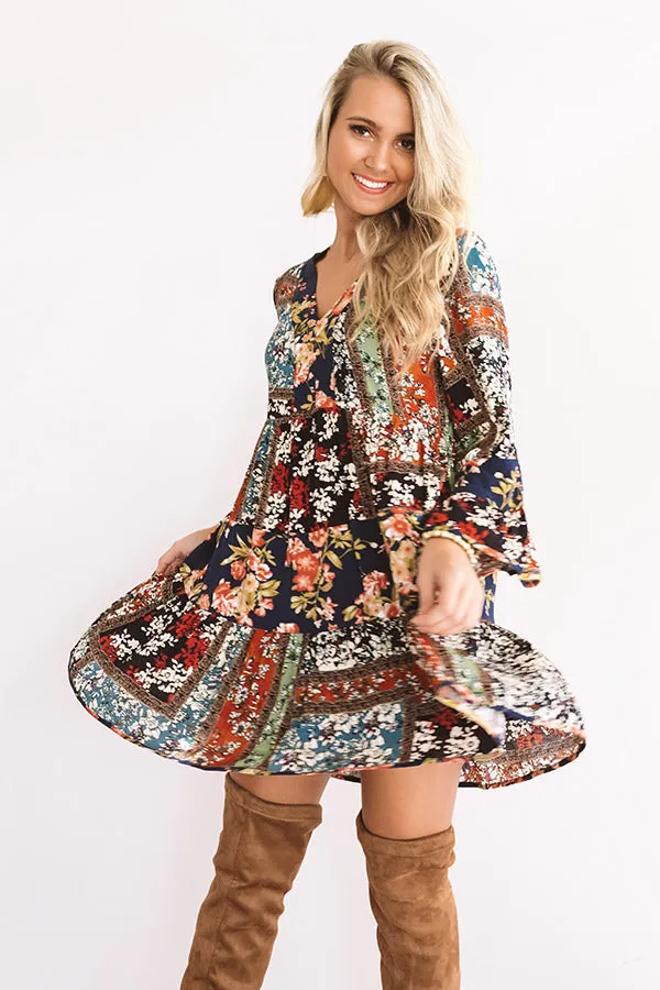 Bliss And Bouquets Babydoll Dress in Navy