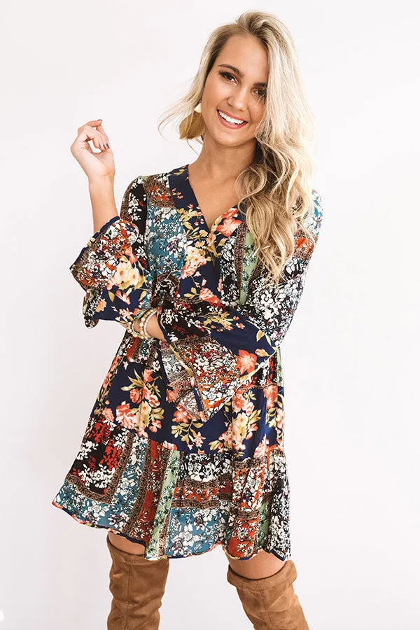 Bliss And Bouquets Babydoll Dress in Navy