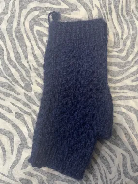 Blue Gotland Hand-knit fingerless gloves