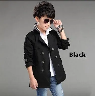 Boys' Mid-length Trend Casual Trench Coat