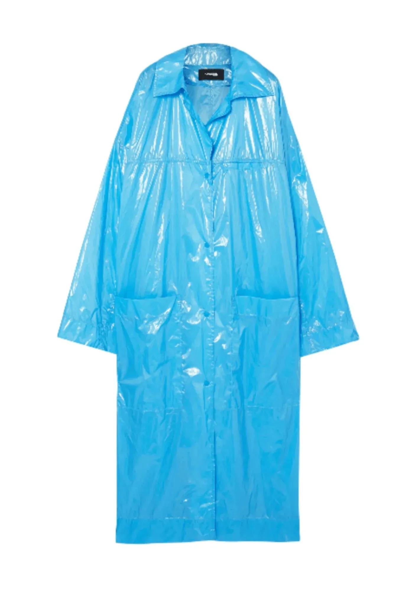 BRIGHT BLUE OVERSIZED VINYL RAINCOAT