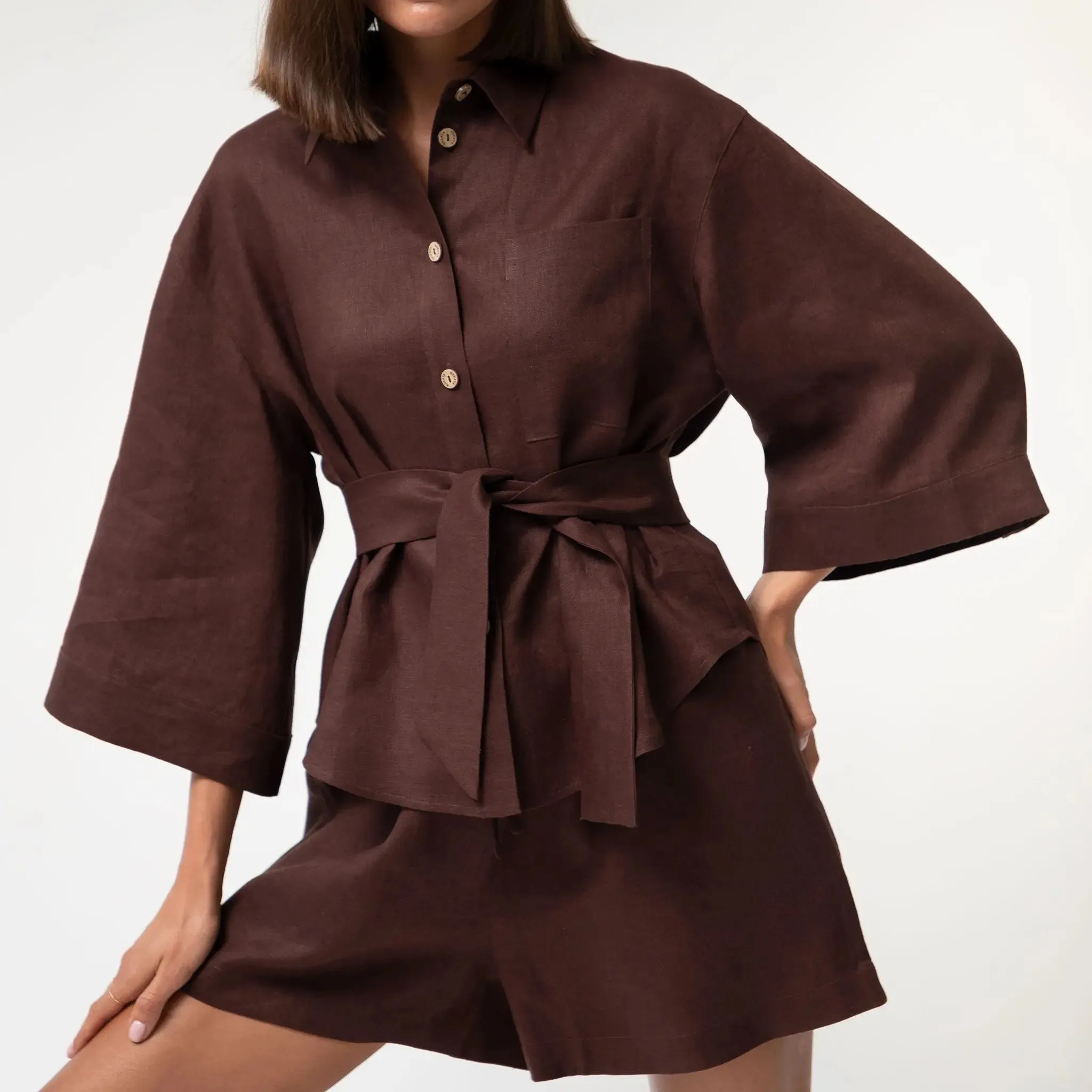 Brown Heavy Linen Shirt Perfect Days