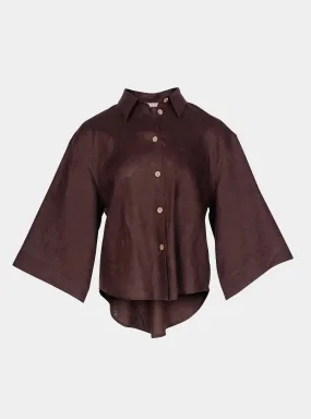 Brown Heavy Linen Shirt Perfect Days