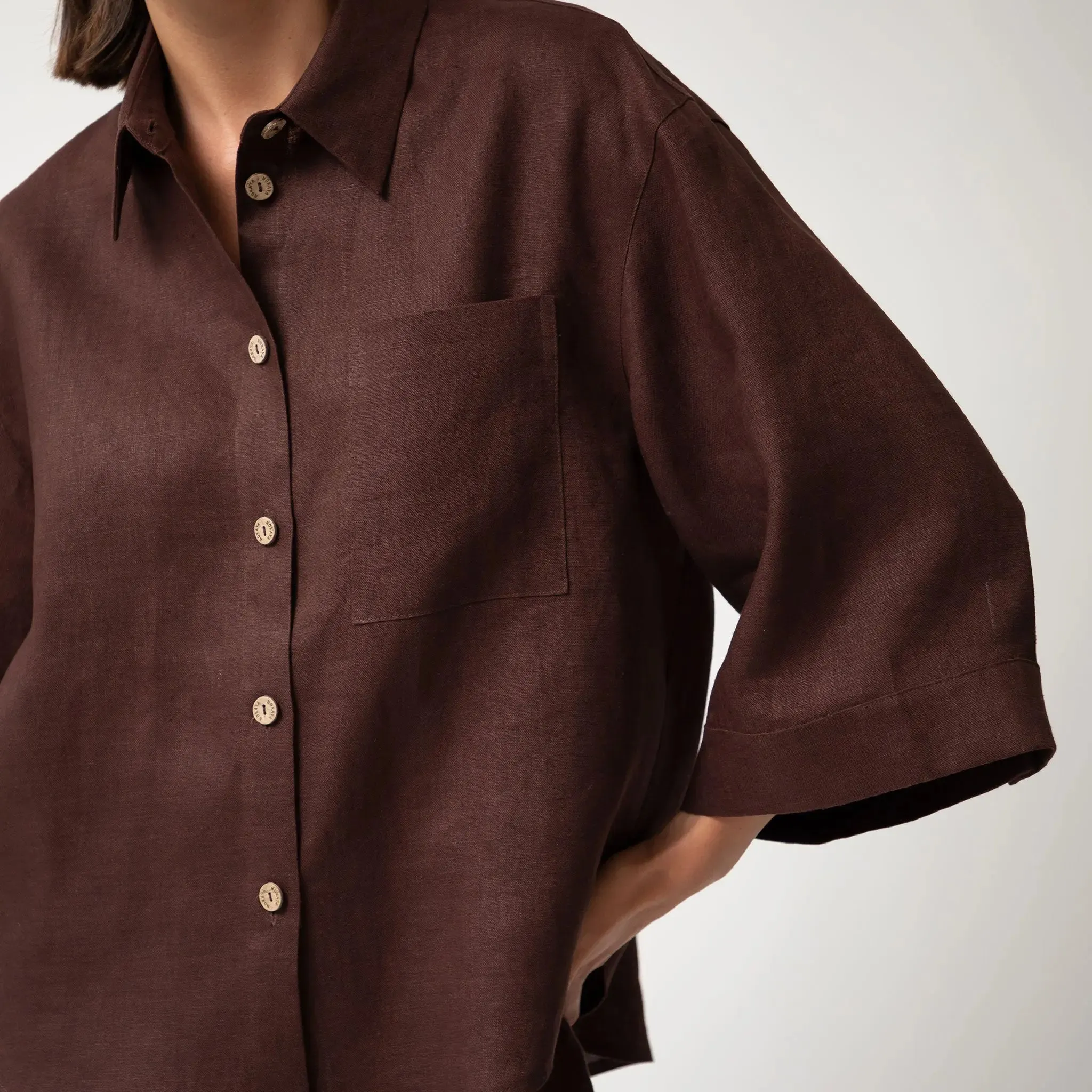 Brown Heavy Linen Shirt Perfect Days