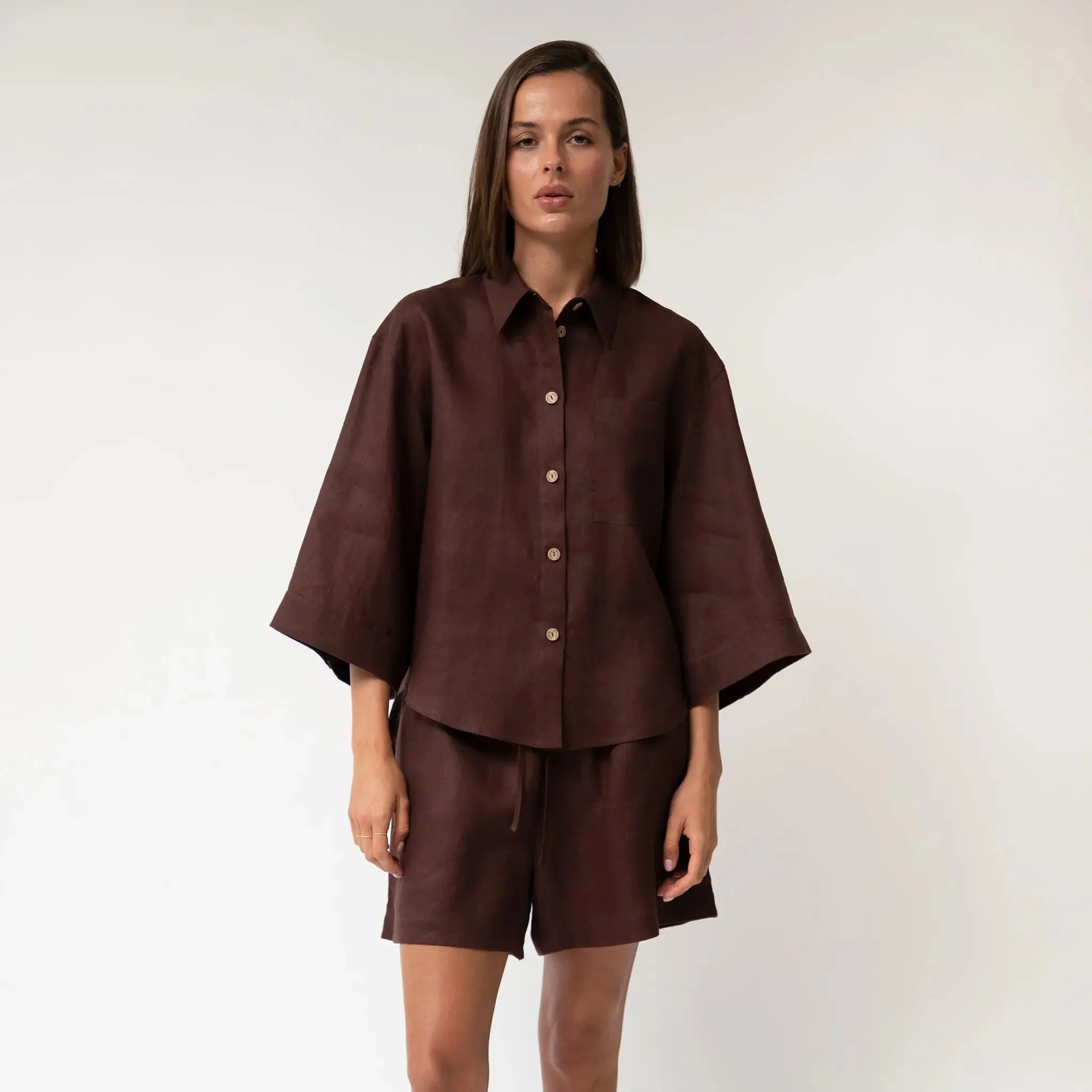 Brown Heavy Linen Shirt Perfect Days