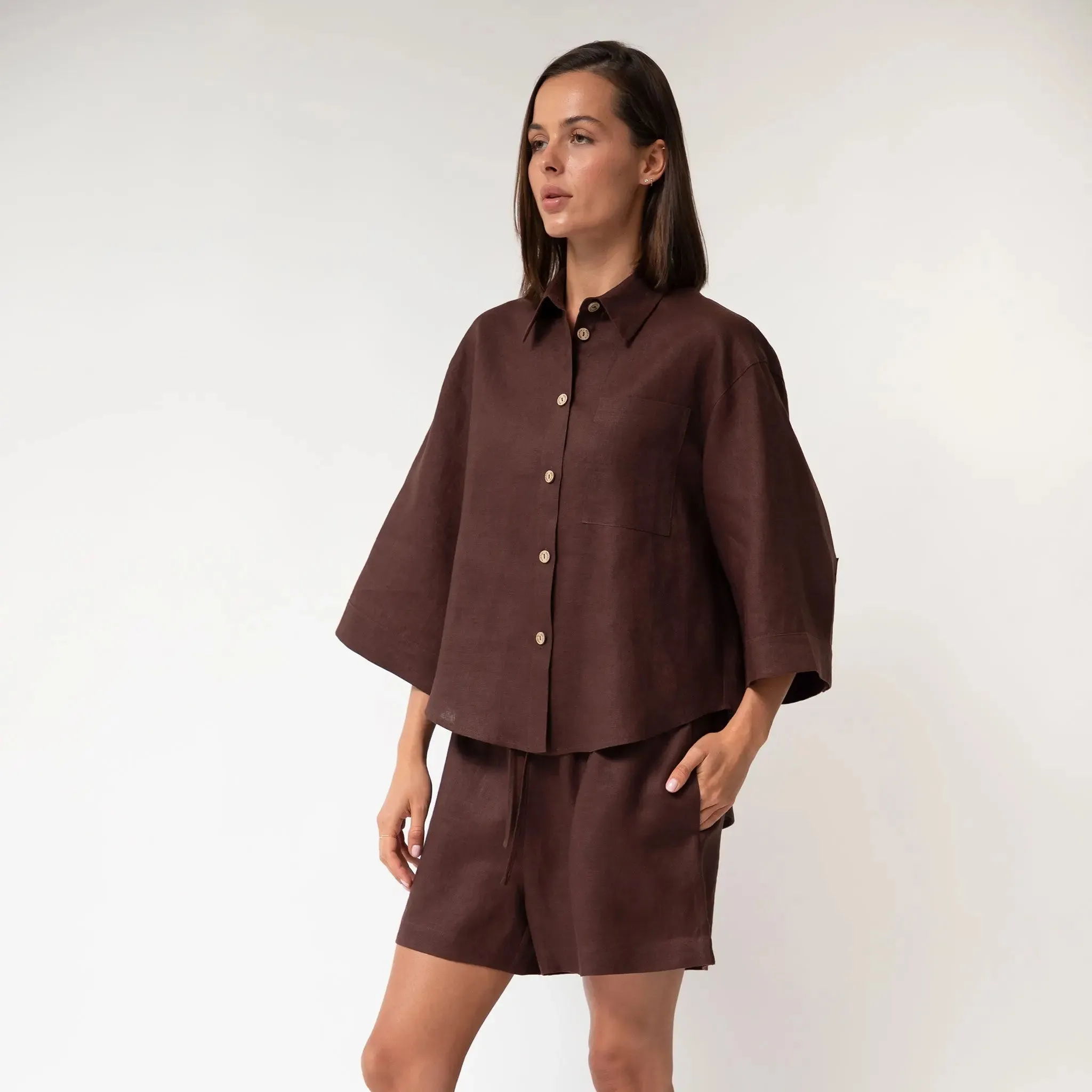 Brown Heavy Linen Shirt Perfect Days