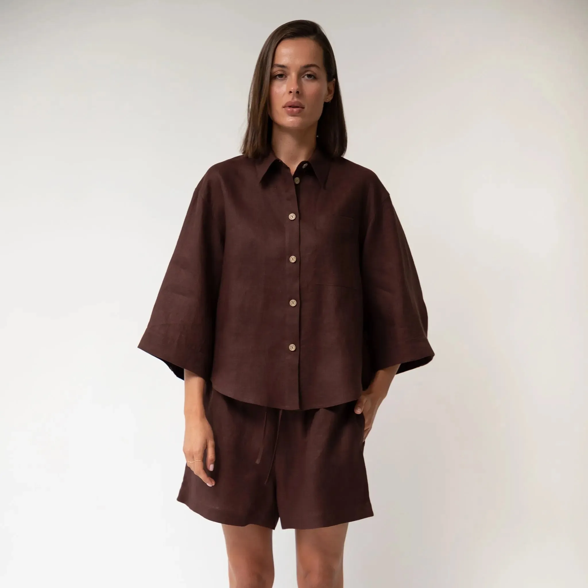 Brown Heavy Linen Shirt Perfect Days