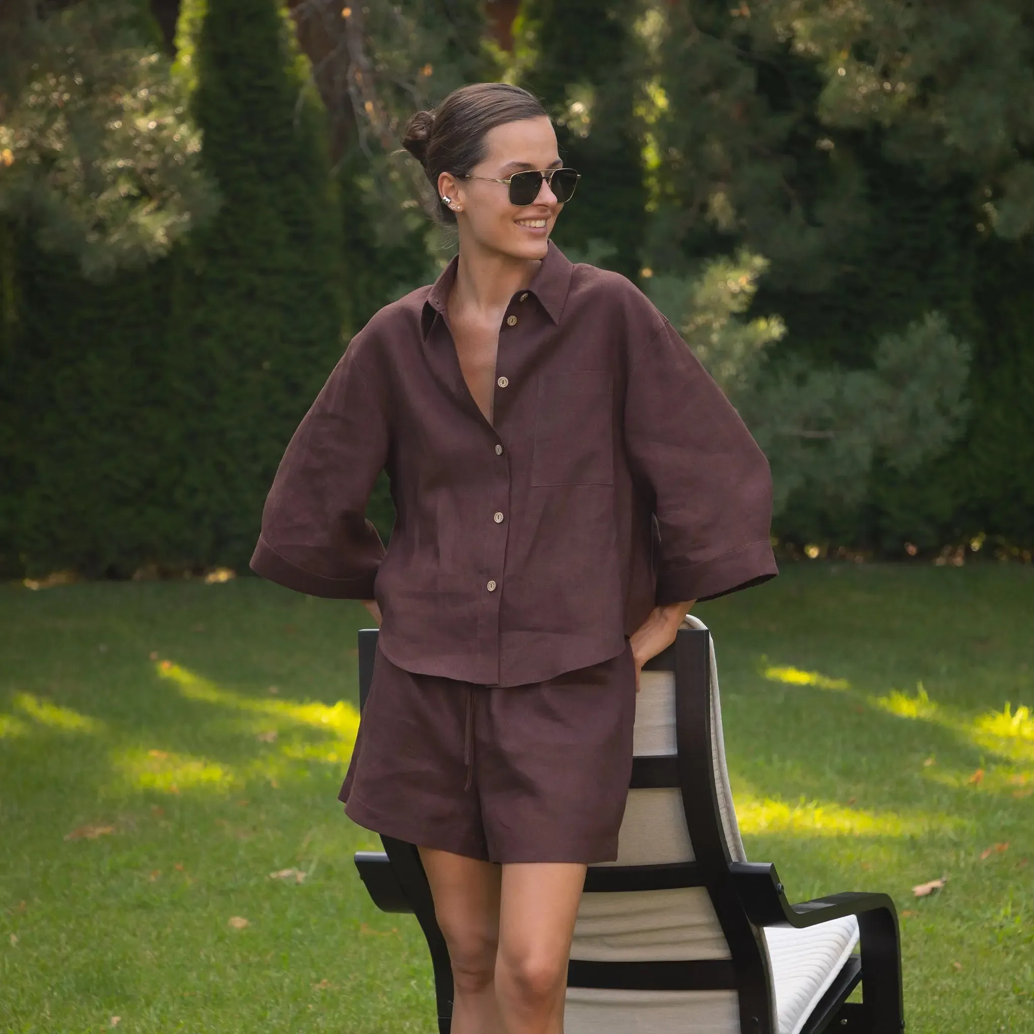 Brown Heavy Linen Shirt Perfect Days