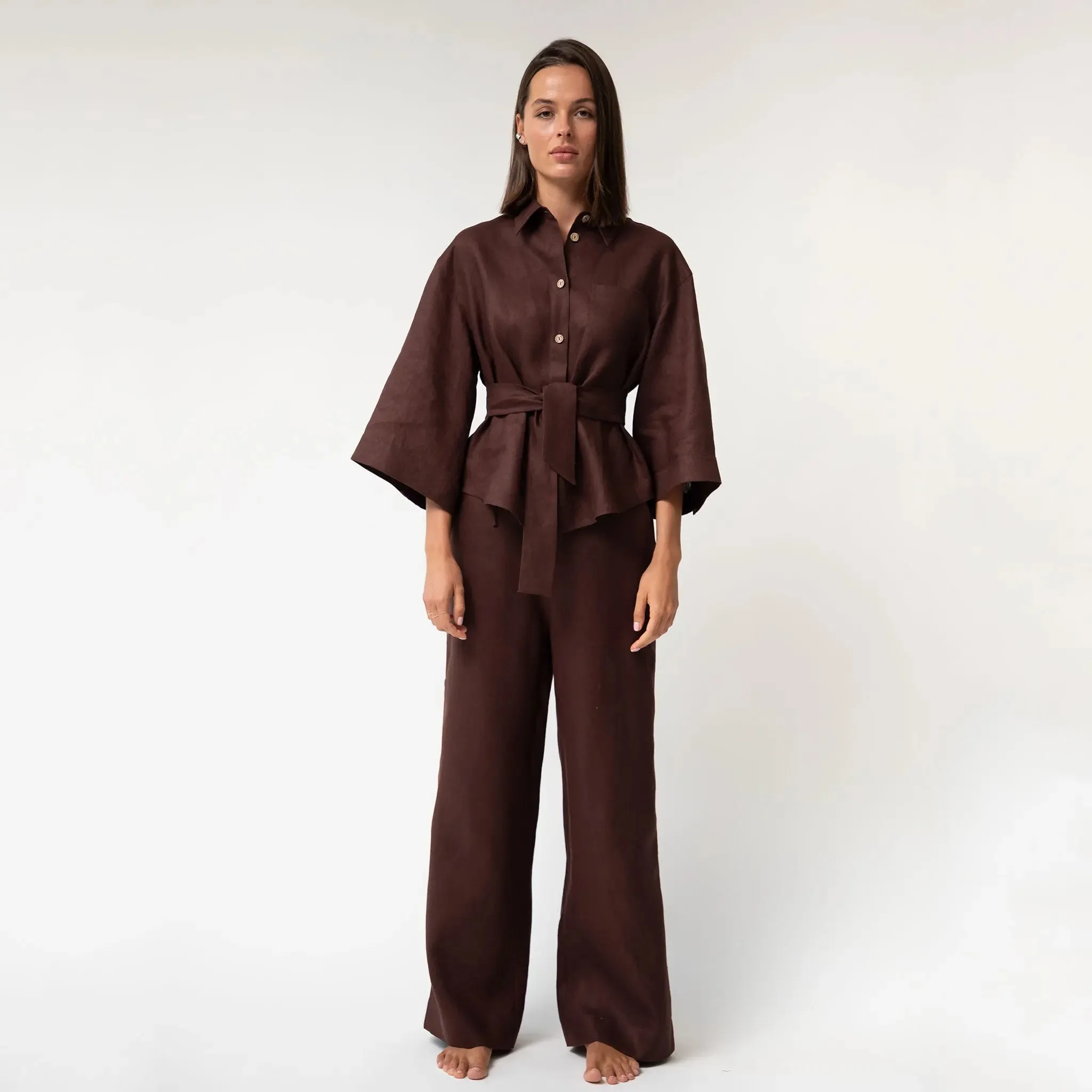 Brown Heavy Linen Shirt Perfect Days