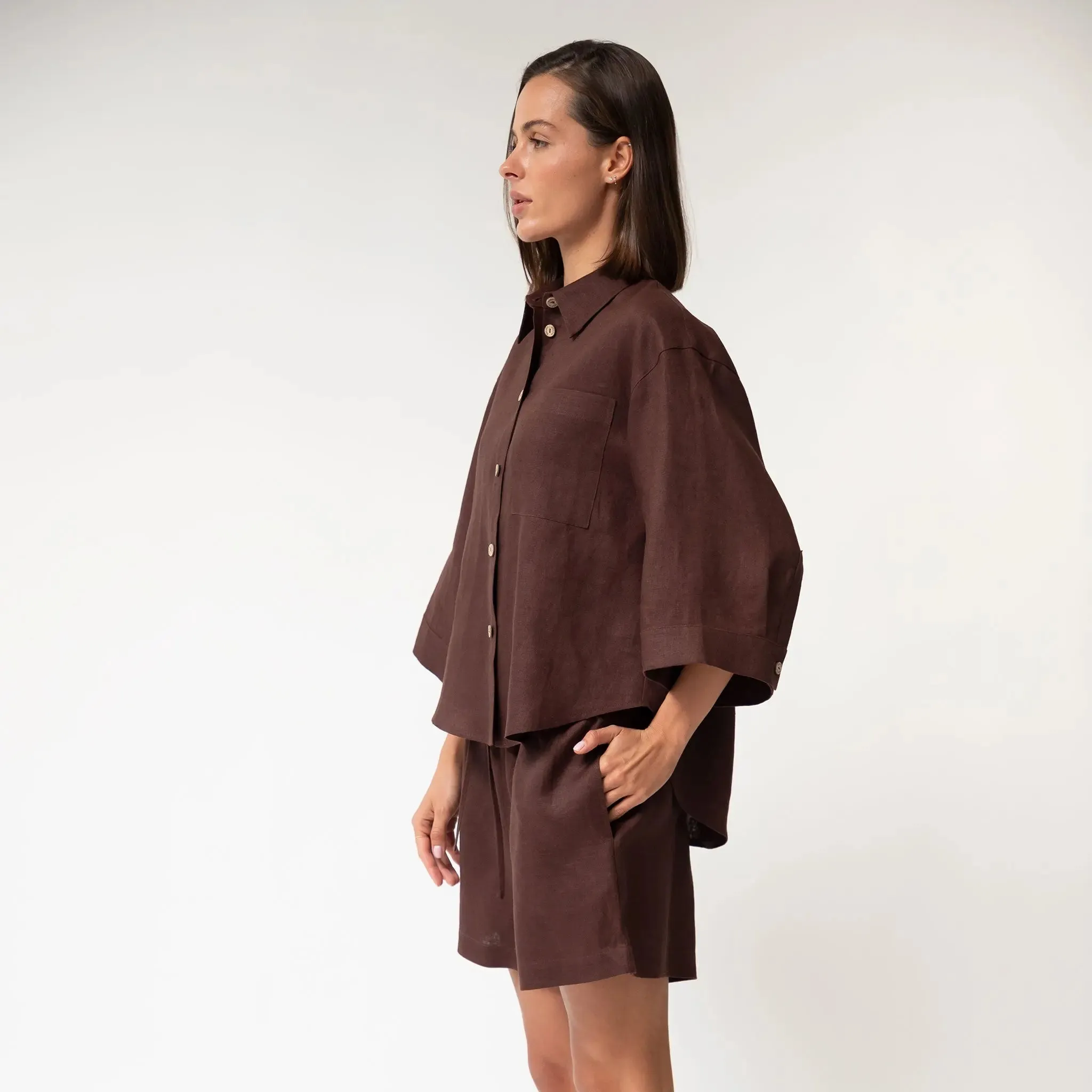 Brown Heavy Linen Shirt Perfect Days