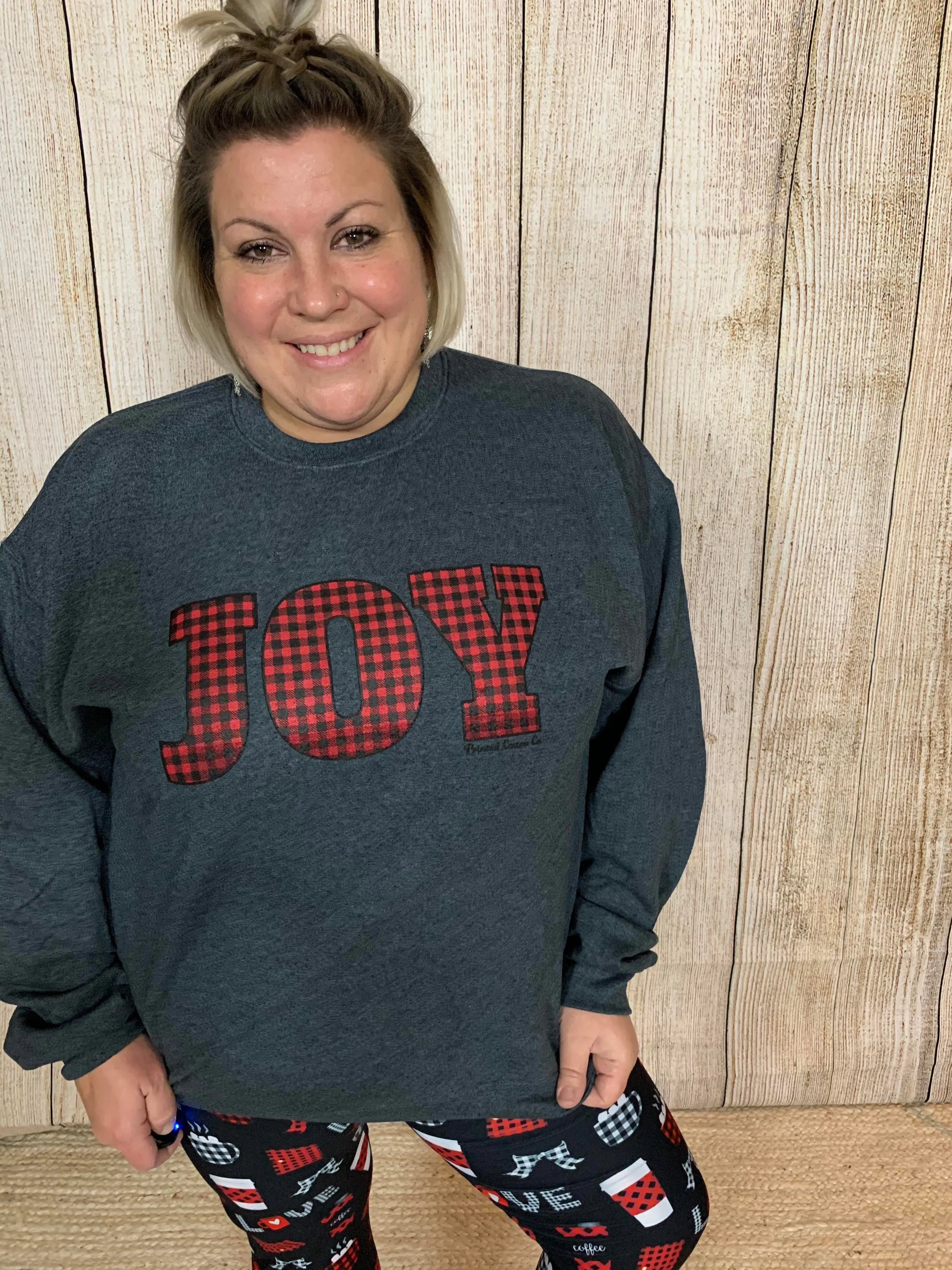 Buffalo Plaid Joy Print Sweatshirt