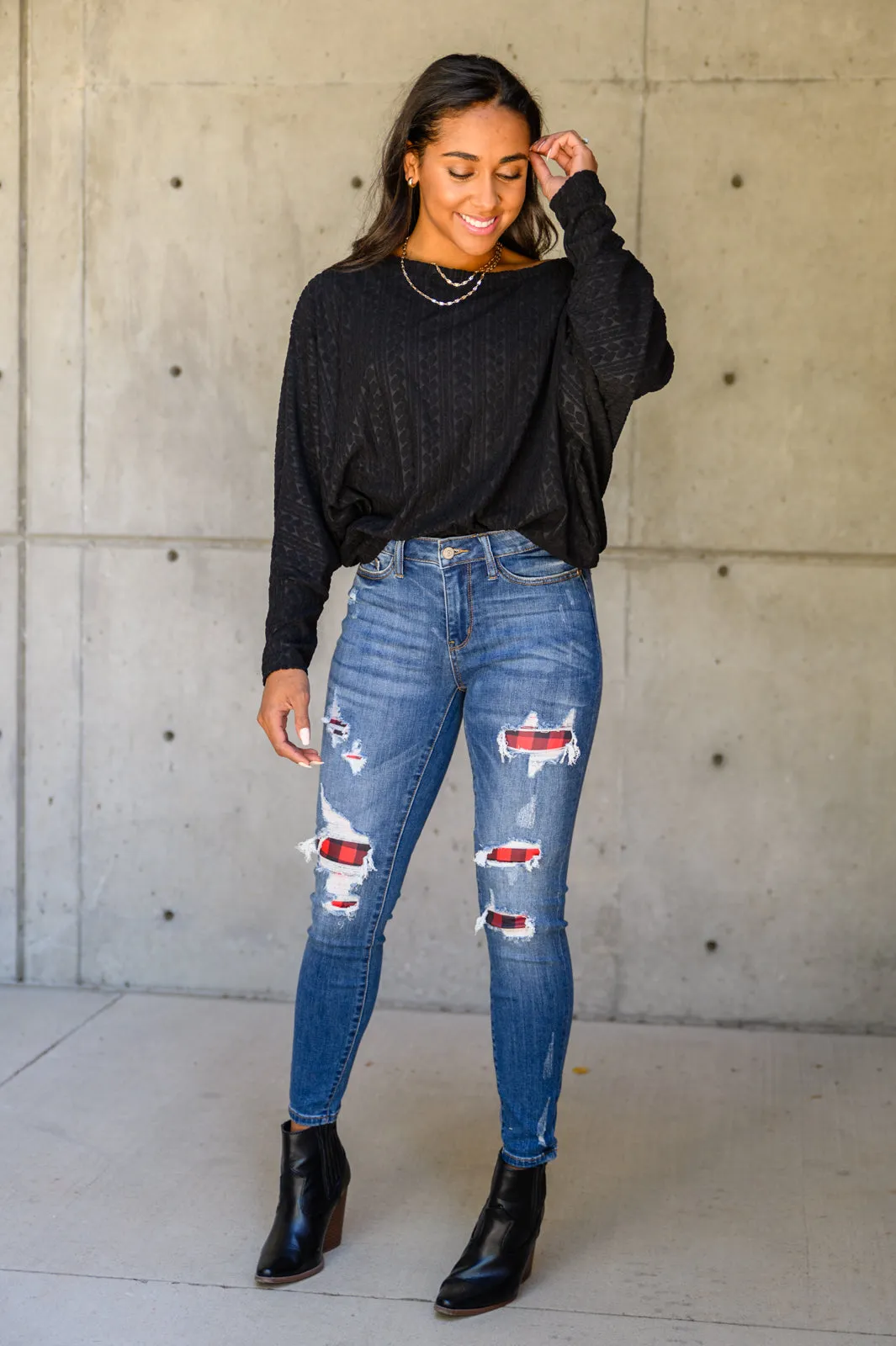 Buffalo Plaid Peek-A-Boo Skinnies