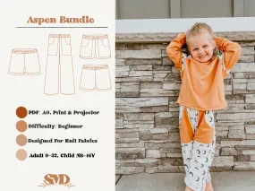 Bundle Aspen Lounge Shorts and Pants Digital Sewing Pattern