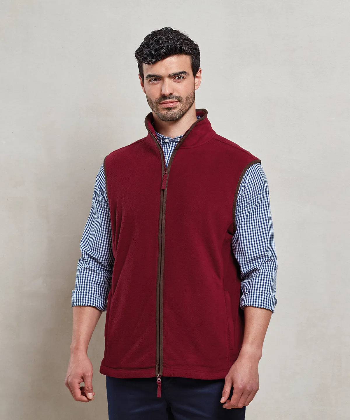 Burgundy/Brown - Artisan fleece gilet