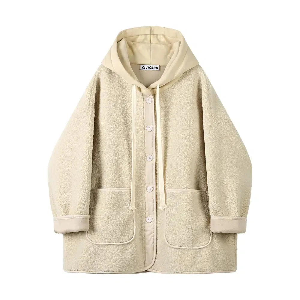 Button Front Hooded Wool Coat