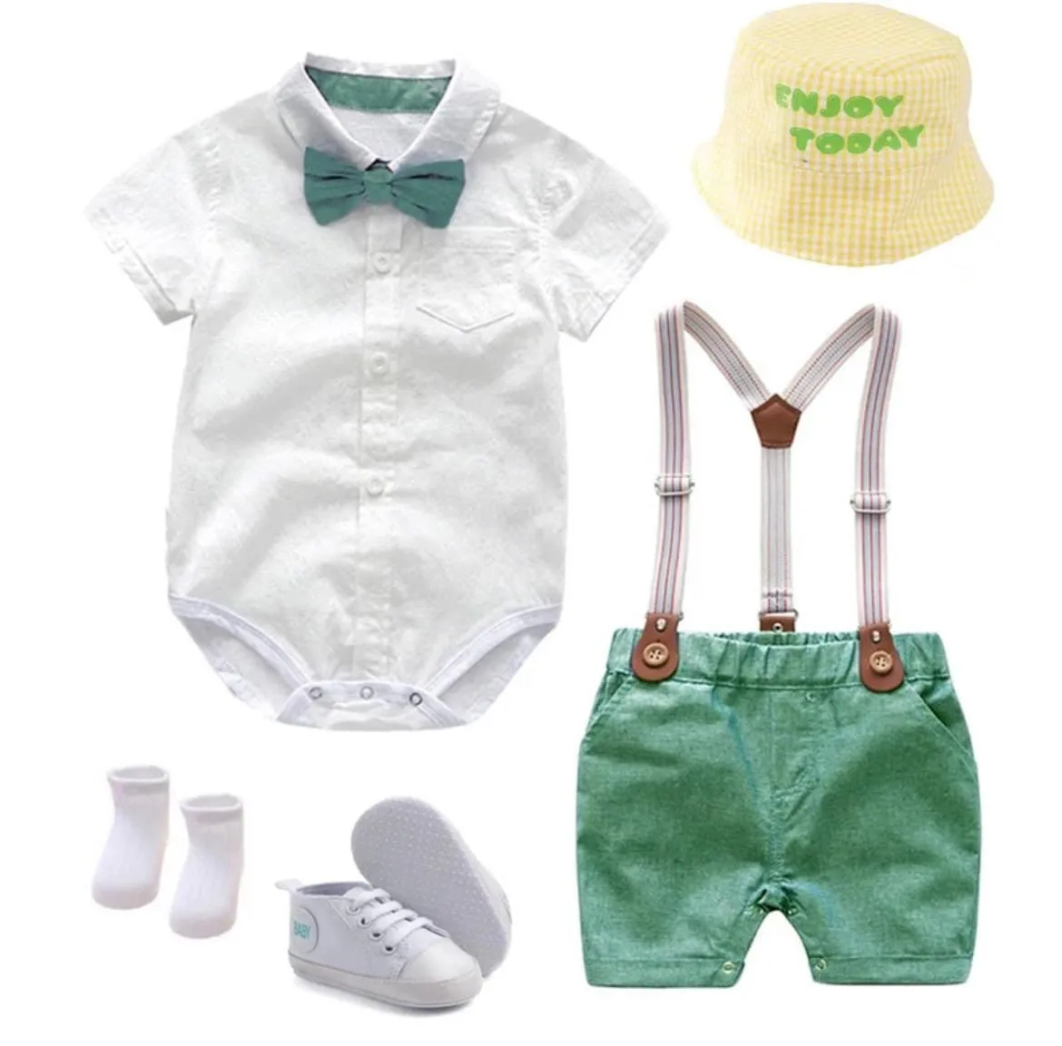 Byron Set - Baby Boy Gentleman Romper Suit Set in Newborn to 24 months