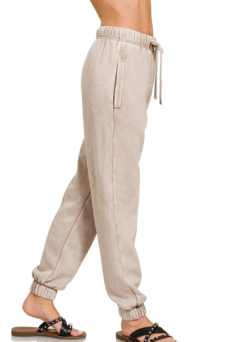 Cafe Latte Balloon Sleeves Sweatshirt and Jogger Set